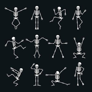 Ilustrace Funny dancing skeleton set, vectortatu, 40x40 cm