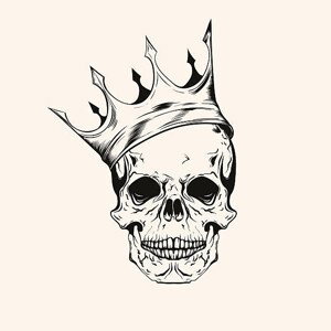 Ilustrace Hand drawn sketch scull with crown, i_panki, 40x40 cm