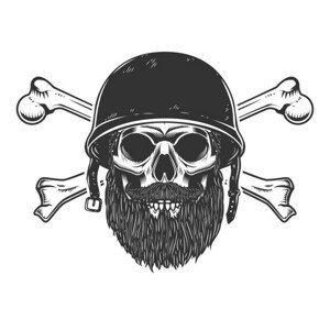 Ilustrace Illustration of bearded soldier skull with, ioanmasay, 40x40 cm