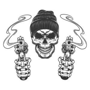 Ilustrace Gangster skull in beanie has, dgim-studio, 40x40 cm