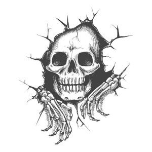 Ilustrace Skull with hands, vectortatu, 35x40 cm