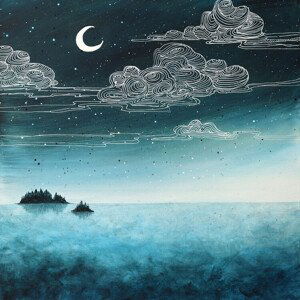 Ilustrace Night sea, Ania Witwitzka, 40x40 cm