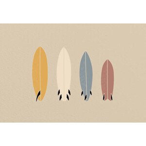 Ilustrace Vintage Old-school Retro Style Surfboards on, LucidSurf, 40x26.7 cm