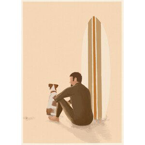Ilustrace Surf team, Andi Bell Art, 30x40 cm