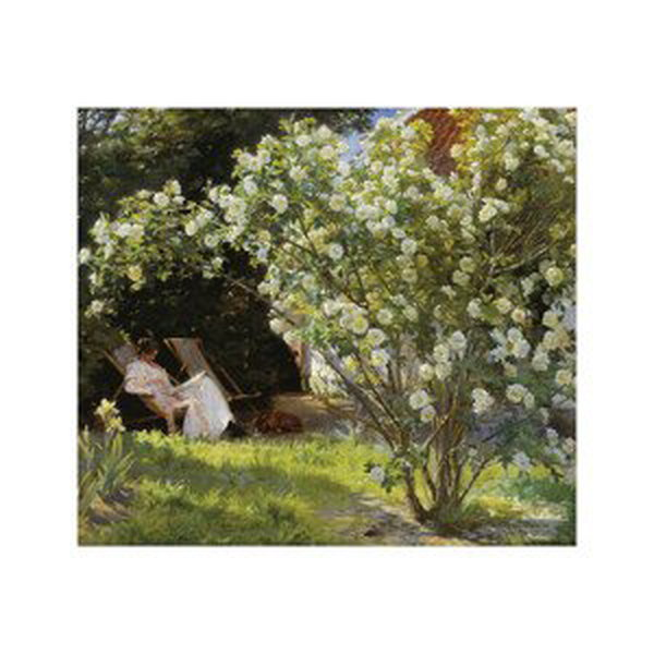 Umělecký tisk Marie v zahradě (Růže), Peder Severin Kroyer, (70 x 50 cm)