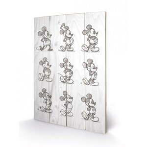 Dřevěný obraz Myšák Mickey (Mickey Mouse) - Sketched - Multi, (40 x 59 cm)