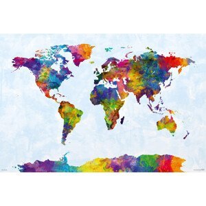 Plakát, Obraz - Michael Tompsett - Watercolor World Map, (61 x 91.5 cm)