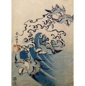 Katsushika Hokusai - Obrazová reprodukce Waves and Birds, c.1825, (30 x 40 cm)