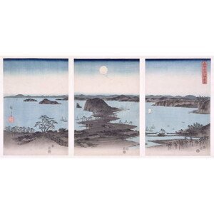 Ando or Utagawa Hiroshige - Obrazová reprodukce Panorama of Views of Kanazawa Under Full Moon,, (40 x 20 cm)