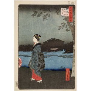 Ando or Utagawa Hiroshige - Obrazová reprodukce Night View of Sanya Canal and Matsuchi Hill,, (26.7 x 40 cm)