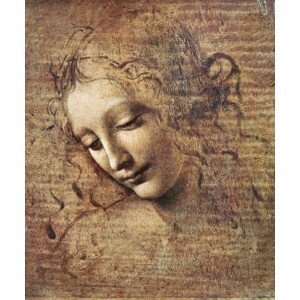 Leonardo da Vinci - Obrazová reprodukce Leonardo da Vinci - Hlava ženy, (35 x 40 cm)