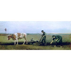 Vincent van Gogh - Obrazová reprodukce Labourer and Peasant Planting Potatoes, 1884, (50 x 20.3 cm)