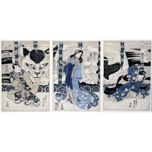 Utagawa Kunisada - Obrazová reprodukce The village of Yatsuhashi at Okasaki,, (40 x 20 cm)
