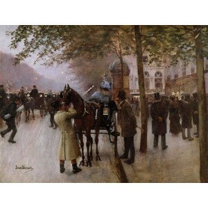 Jean Beraud - Obrazová reprodukce The Boulevards, Evening in Front of the Cafe Napolitain, late 19th century, (40 x 30 cm)