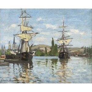 Claude Monet - Obrazová reprodukce Ships Riding on the Seine at Rouen, 1872- 73, (40 x 35 cm)