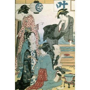 Torii Kiyonaga - Obrazová reprodukce Women of the Gay Quarters, left hand panel of a diptych, (26.7 x 40 cm)