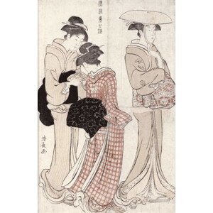 Torii Kiyonaga - Obrazová reprodukce Young woman wearing a wide straw hat, (26.7 x 40 cm)