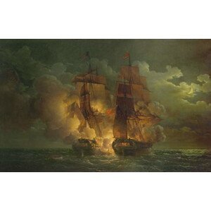 Louis Philippe Crepin - Obrazová reprodukce Battle Between the French Frigate 'Arethuse' and the English Frigate 'Amelia', (40 x 24.6 cm)