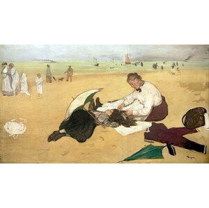 Edgar Degas - Obrazová reprodukce Beach scene: little girl having her hair combed by her nanny, (40 x 22.5 cm)