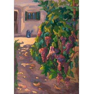 Marta Martonfi-Benke - Obrazová reprodukce In the Vineyard,  oil on board, (26.7 x 40 cm)