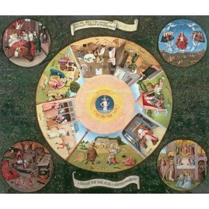 Hieronymus Bosch - Obrazová reprodukce Tabletop of the Seven Deadly Sins and the Four Last Things, (40 x 35 cm)