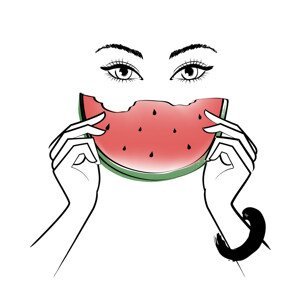 Ilustrace Eating Melon, Martina Pavlova, (40 x 40 cm)