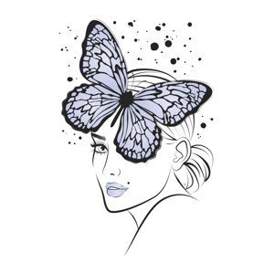 Ilustrace Lady Butterfly Blue, Martina Pavlova, (30 x 40 cm)