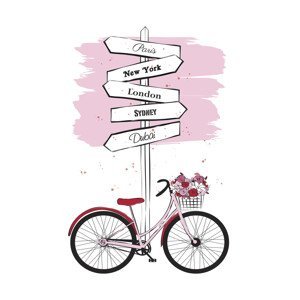 Ilustrace Pink Bike, Martina Pavlova, (30 x 40 cm)