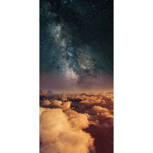 Umělecká fotografie Astrophotography picture of 3D landscape with milky way on the night sky., Javier Pardina, (20 x 40 cm)