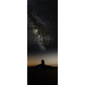 Umělecká fotografie Woman enjoying looking stars with music., Javier Pardina, (21.6 x 60 cm)