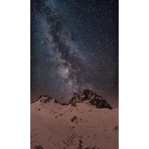 Umělecká fotografie Red light Peak under the milky way, Javier Pardina, (24.6 x 40 cm)