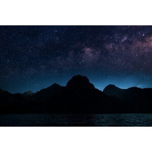 Umělecká fotografie Astrophotography picture of Sant Mauricio landscape with milky way on the night sky., Javier Pardina, (40 x 26.7 cm)