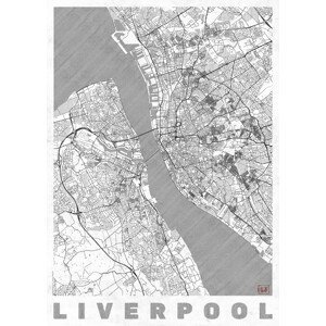 Mapa Liverpool, Hubert Roguski, (30 x 40 cm)