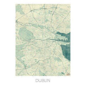 Mapa Dublin, Hubert Roguski, (30 x 40 cm)