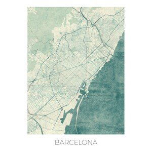 Mapa Barcelona, Hubert Roguski, (30 x 40 cm)