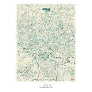 Mapa Leeds, Hubert Roguski, (30 x 40 cm)