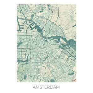 Mapa Amsterdam, Hubert Roguski, (30 x 40 cm)