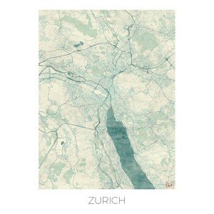 Mapa Zurich, Hubert Roguski, (30 x 40 cm)