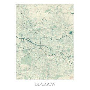 Mapa Glasgow, Hubert Roguski, (30 x 40 cm)