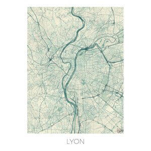 Mapa Lyon, Hubert Roguski, (30 x 40 cm)