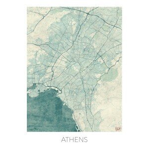Mapa Athens, Hubert Roguski, (30 x 40 cm)