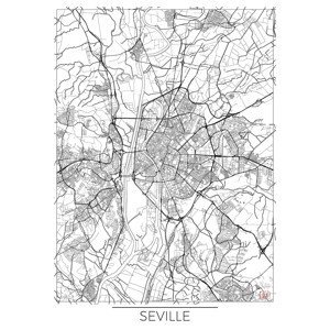 Mapa Seville, Hubert Roguski, (30 x 40 cm)
