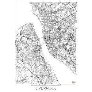 Mapa Liverpool, Hubert Roguski, (30 x 40 cm)