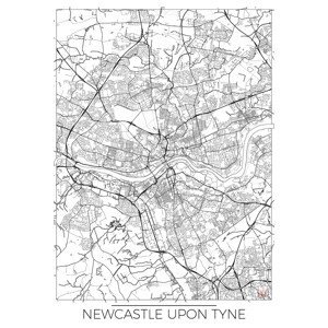 Mapa Newcastle Upon Tyne, Hubert Roguski, (30 x 40 cm)