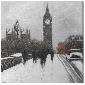 Obraz na plátně Jon Barker - Snow Men, Westminster Bridgeq, (60 x 60 cm)