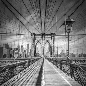 Umělecká fotografie NEW YORK CITY Brooklyn Bridge, Melanie Viola, (40 x 40 cm)
