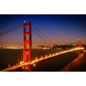Umělecká fotografie Evening Cityscape of Golden Gate Bridge, Melanie Viola, (40 x 26.7 cm)