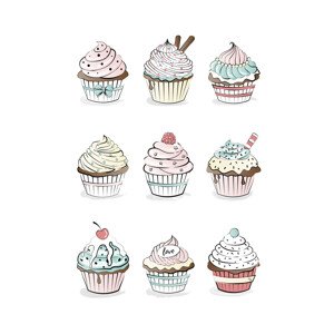 Ilustrace Cupcakes, Martina Pavlova, (30 x 40 cm)