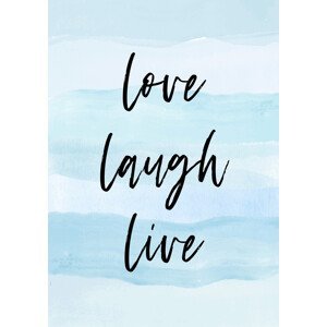 Ilustrace Love laugh live blue, Martina Pavlova, (30 x 40 cm)
