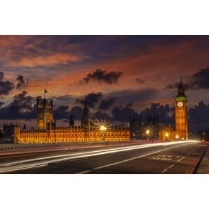 Umělecká fotografie Nightly view from London Westminster, Melanie Viola, (40 x 26.7 cm)
